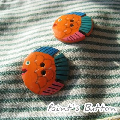 画像2: SALE★ボタン職人さんの手しごとボタン(たいやきくん＊オレンジ 魚)２個