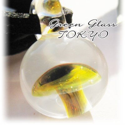 画像2: ヤマドリタケ　glass mushroomネックレス (フォレストグリーン)　きのこネックレス