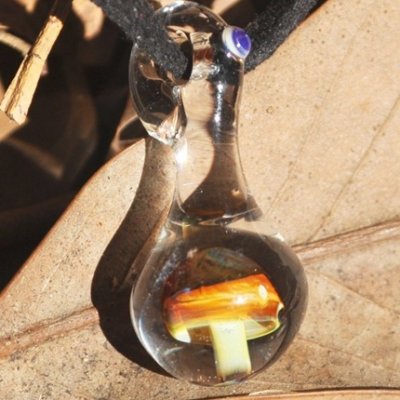 画像2: ヤマドリタケ　glass mushroomネックレス (フォレストブラウン)　きのこネックレス