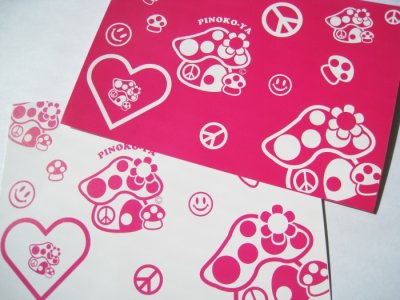 画像2: ネット限定価格♩ぴのこ家オリジナル ポストカード ハガキ★(ピンク×白プリント）