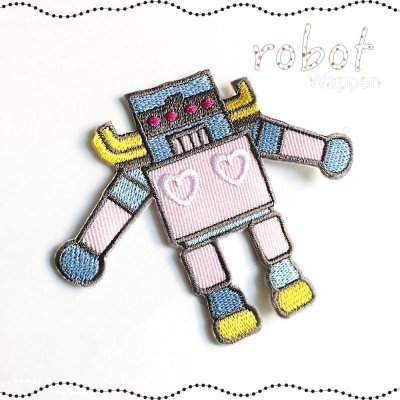 画像1: パステルカラーのかわいい ロボット ワッペン